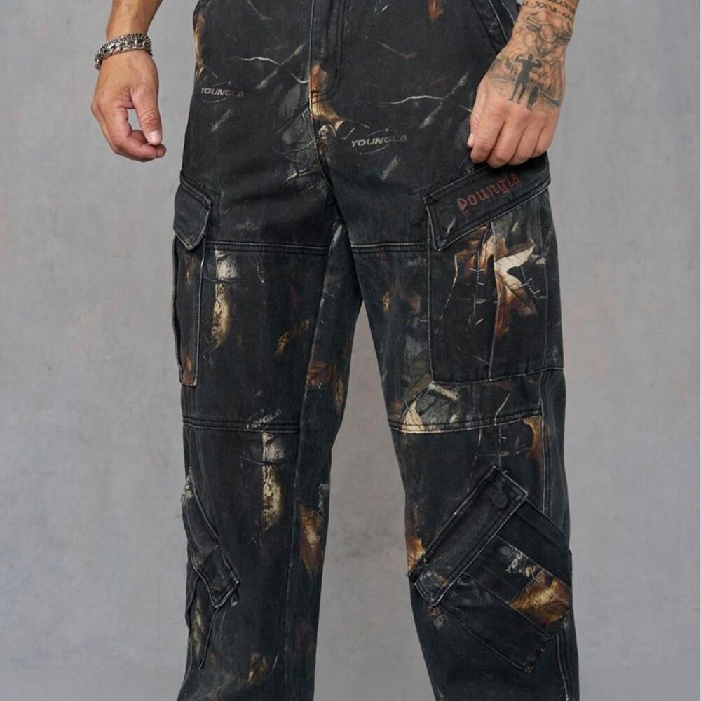 Youngla Men's Black and Brown Jeans - Picture 7 of 7